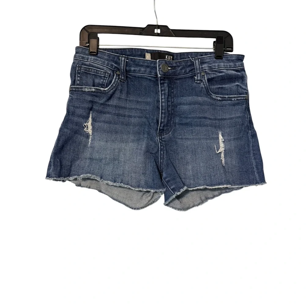 Kut from the Kloth Denim Shorts‎ Womens 8 Blue Distressed Raw Hem Casual Summer